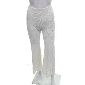 Night Cap Womens Floral Lace Texture Slip-On Flare Leg Casual Pants White Size 4